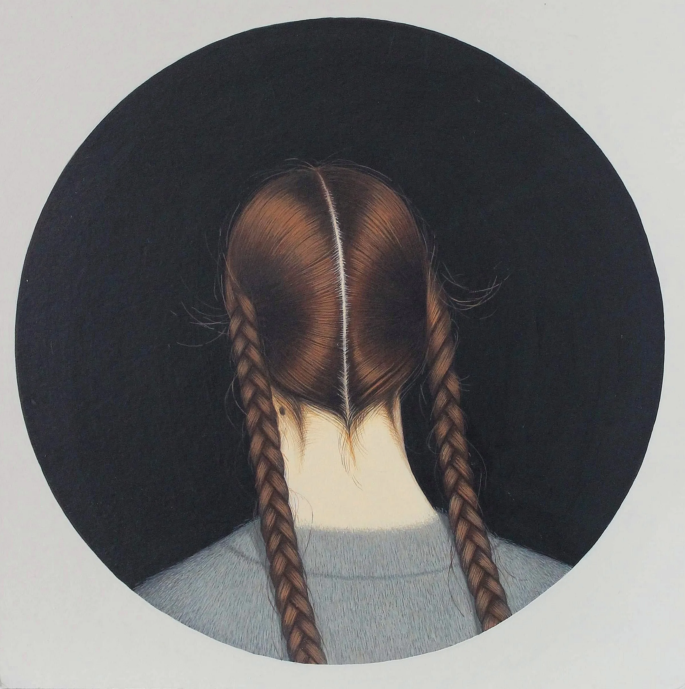 Image of "Жіночий портрет" by Inna Vodostavska, size: d-33cm, made of картон, акрил, Painting medium, from Київ, part of the Portraits series